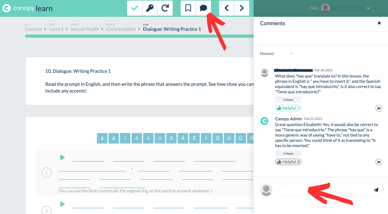 CanopyLearn Comments Feature - How It Works