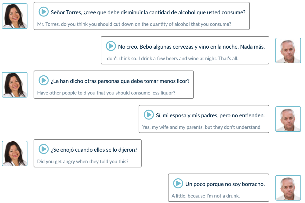 Patient-Provider Mock Dialogue is one of the various interactive exercises offered in Canopy Learn Medical Spanish Online Courses!